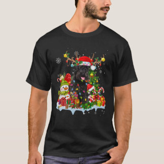 T-shirt Schnauzer Santa Hat Reindeer Feux de Noël Paja