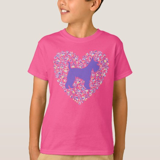 T-shirt Schnauzer Silhouette Heart Paws Adorable (Devant)