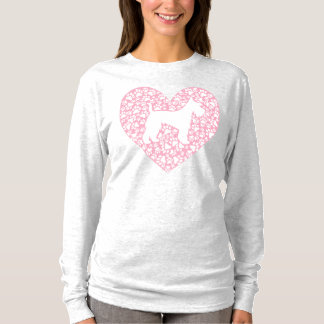 T-shirt Schnauzer Silhouette Heart Paws Adorable