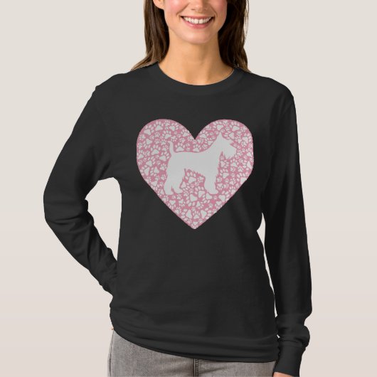 T-shirt Schnauzer Silhouette Heart Paws Adorable (Devant)