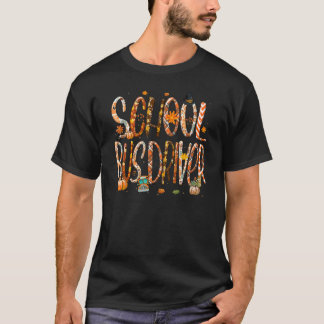 T-shirt School Bus Driver Leopard Pilgrim Hat Fall Thanksg