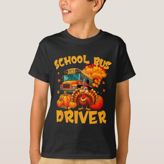 T-shirt School Bus Driver Turkey Thanksgiving Gift  (Devant)