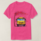 T-shirt School Bus Valentine With Tree Heart Bus (Design devant)