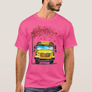 T-shirt School Bus Valentine With Tree Heart Bus