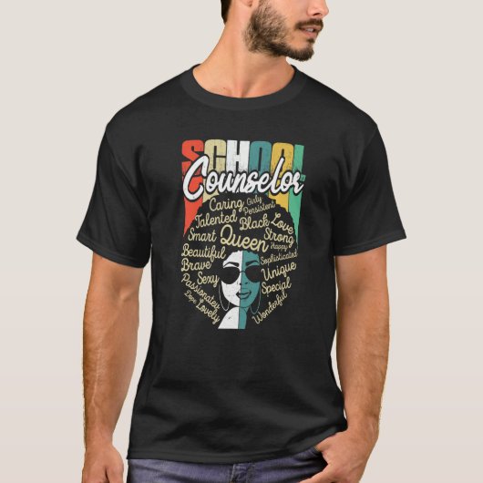 T-shirt School Counselor Black History Month Afro Melanin  (Devant)