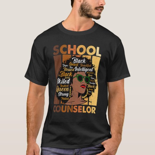 T-shirt School Counselor Black History Month Afro Melanin (Devant)