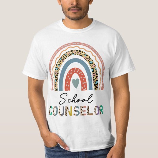 T-shirt School Counselor Leopard Rainbow Appreciation Back (Devant)