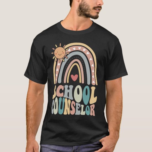 T-shirt School Counselor Rainbow Hippie School Office Teac (Devant)