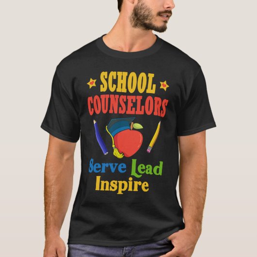 T-shirt School Counselors Serve Lead Inspire Love Work (Devant)