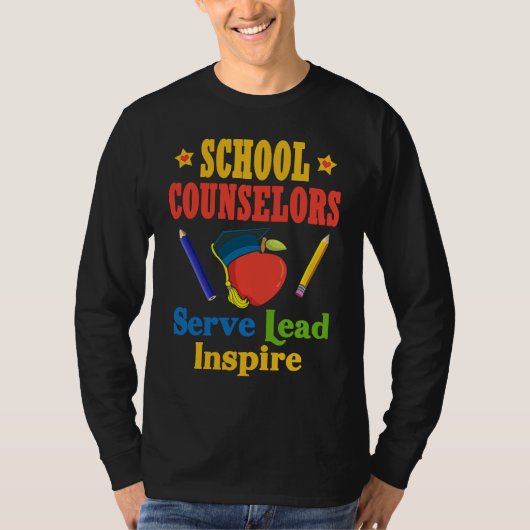 T-shirt School Counselors Serve Lead Inspire Love Work (Devant)