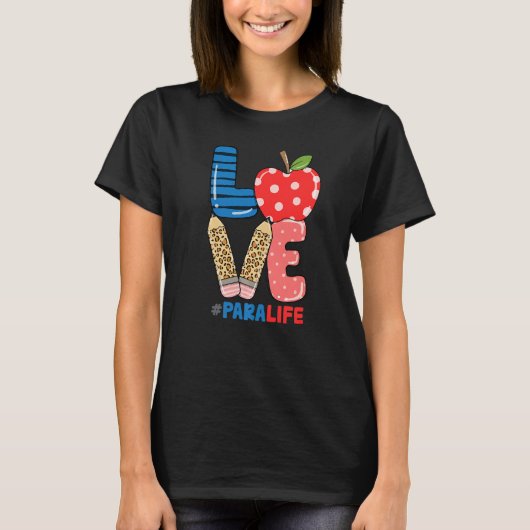 T-shirt School Love Pencil Apple Para Life (Devant)