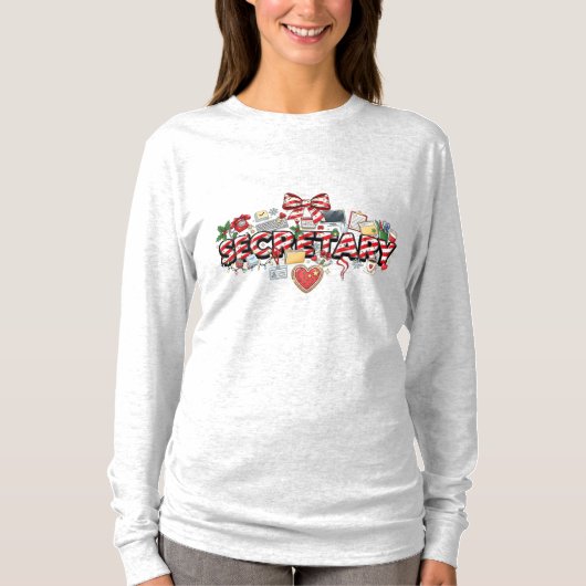 T-shirt School Secretary Christmas Long Sleeve (Devant)