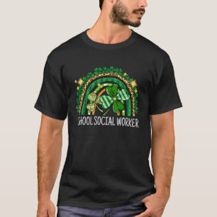 T-shirt School Social Worker Rainbow Lucky St Patrick s Da