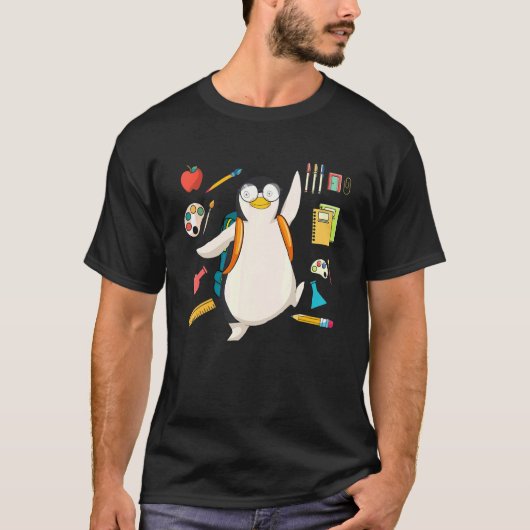 T-shirt School Student Zoo Animal Bird  Antarctica Penguin (Devant)