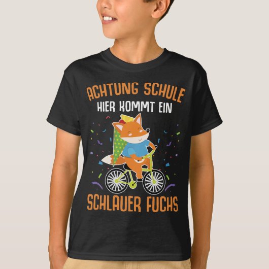 T-shirt Schulkind Fahrrad Schlauer Fuchs (Devant)
