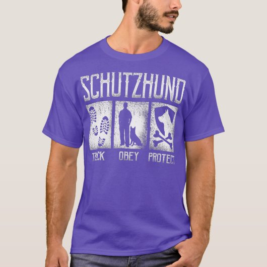 T-shirt Schutzhund Track Obey Protect Chien Handler (Devant)