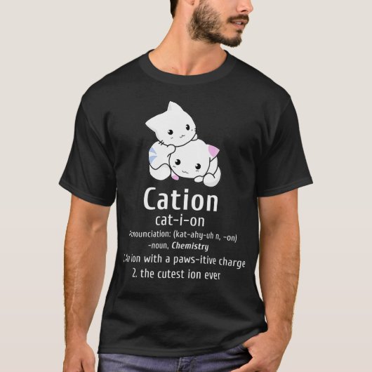 T-shirt Science Cute Cat Cation Chimie Elémen Pawsitive (Devant)