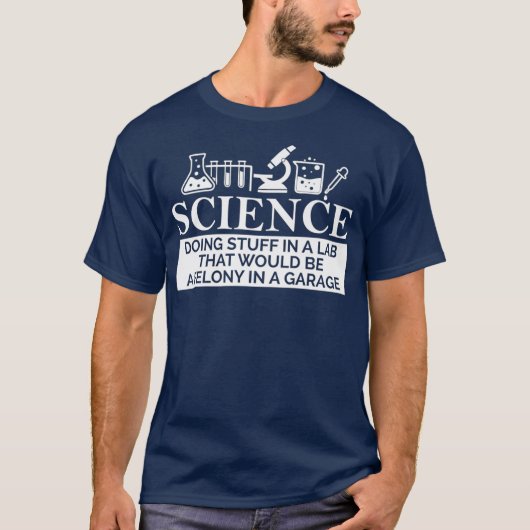 T-shirt SCIENCE dans un félin de laboratoire dans un garag (Devant)