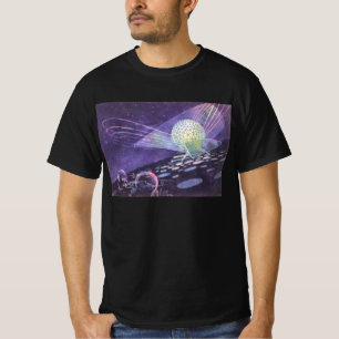 T-shirt Science-fiction vintage, un globe lumineux avec de