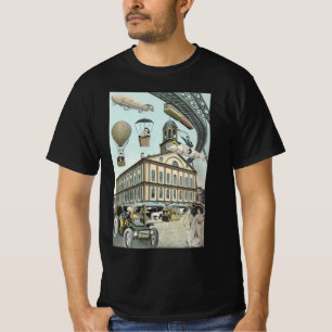 T-shirt Science-fiction vintage, ville steampunk victorien
