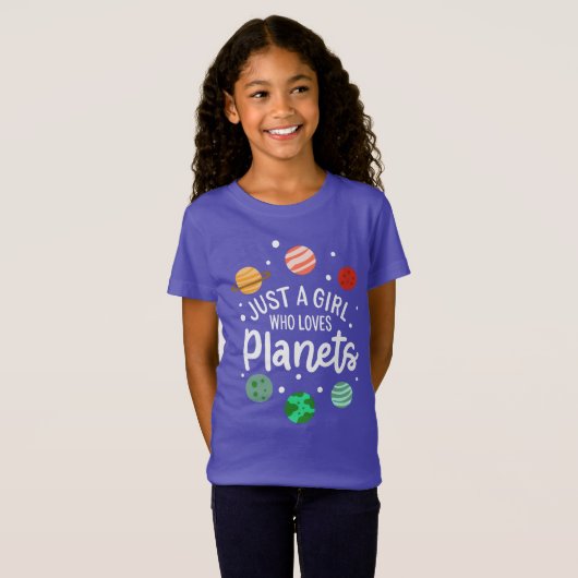 T-Shirt Science Nerd fille spatiale qui aime les planètes (Devant entier)