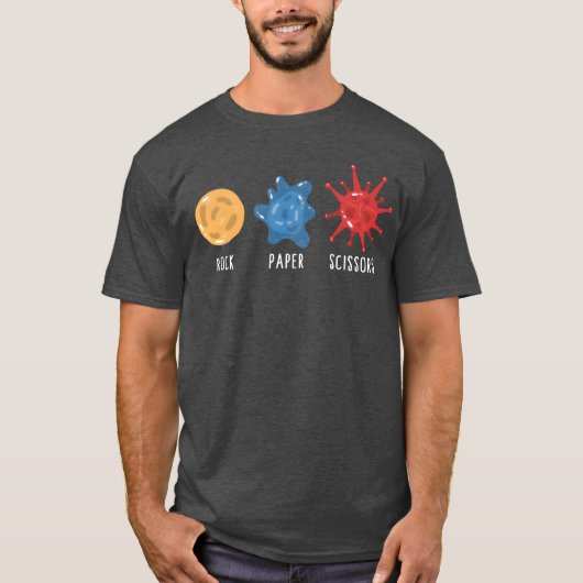 T-shirt Science Rock Paper Scissor Microorganism friend (Devant)