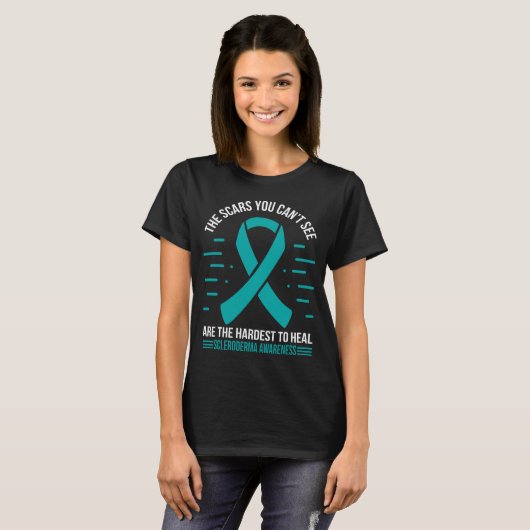 T-shirt Scleroderma Survivante Turquoise Scleroderma Ruban (Devant entier)