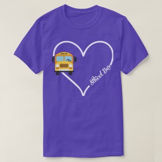 T-shirt scolaire bus coeur Graphisme Chemise Cadeau Mignon (Design devant)
