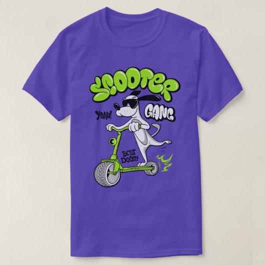 T-shirt Scooter à cheval de chien (Design devant)