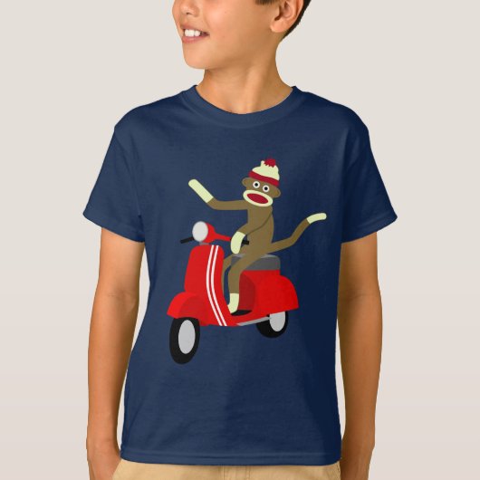 T-shirt Scooter de Vespa de singe de chaussette (Devant)