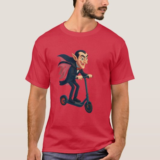 T-shirt Scooter Dracula Funny toon Vampire on Electric Rid (Devant)