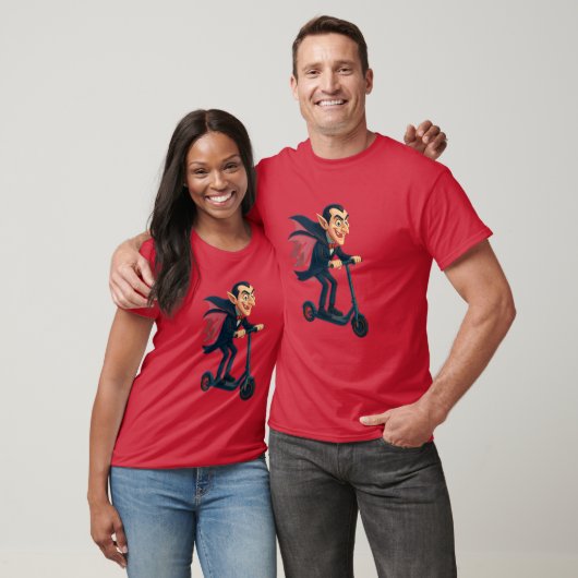 T-shirt Scooter Dracula Funny toon Vampire on Electric Rid (Unisexe)