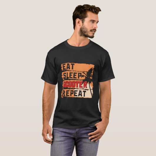 T-shirt Scooter Retro Manger Sleep Répéter Funny Scooter L (Devant entier)