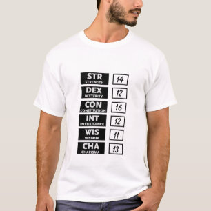 T-shirt Score de capacité de RPG (noir et blanc)