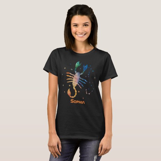 T-shirt Scorpio Constellation Zodiaque Aquarelle Galaxie (Devant entier)