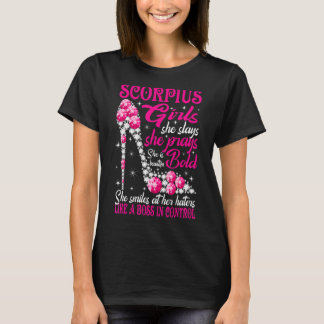T-shirt Scorpio Girl Like A Boss In Control Diamond Chauss