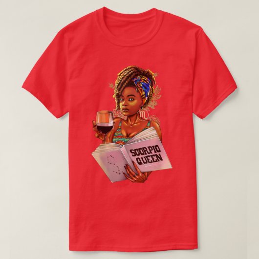 T-shirt Scorpio Queen Afro Locs Girl Zodiac Signes Anniver (Design devant)