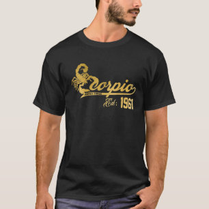 T-shirt Scorpio Rétro 1961-60 Ans Ancien Anniversaire 60E