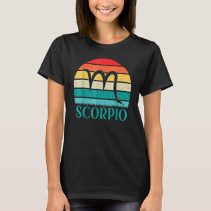 T-shirt Scorpio Retro Sunset Zodiac Signal Anniversaire 1