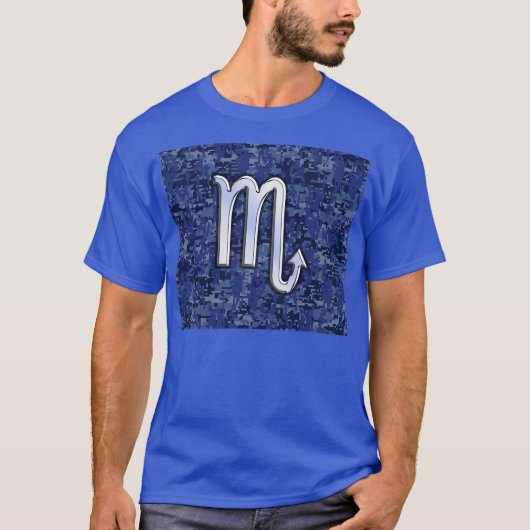 T-shirt Scorpio Zodiac Symbole de Navy Blue Camo (Devant)