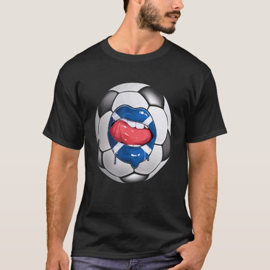 T-shirt Scotland Soccer Fan Scotsman Drapeau Bouche (Devant)
