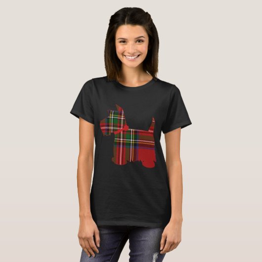 T-shirt Scottie Dog Scottish Terrier Royal Stewart Tartan (Devant entier)