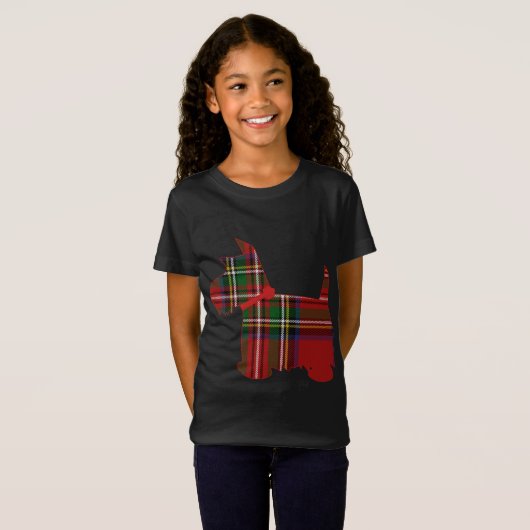 T-Shirt Scottie Dog Scottish Terrier Royal Stewart Tartan (Devant entier)