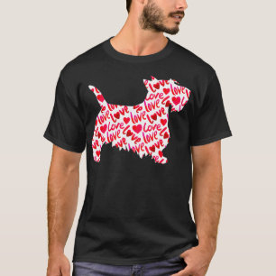 T-shirt Scottie Scottish Terrier Heart Chien Valentines