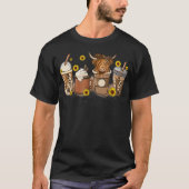 T-shirt Scottish Highland Cow Sunflower Fall Vibes Café (Devant)