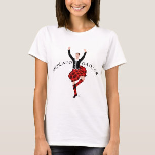 T-shirt Scottish Highland Dancer rouge et noir