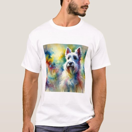 T-shirt Scottish Terrier 300824AREF102 - Watercolor (Devant)