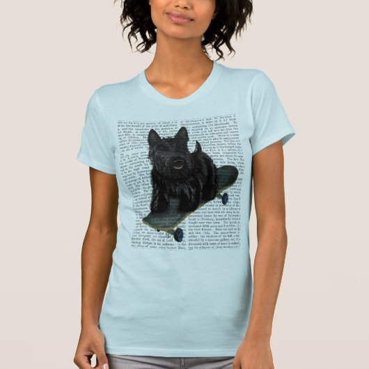T-shirt Scottish Terrier et Skateboard (Devant)