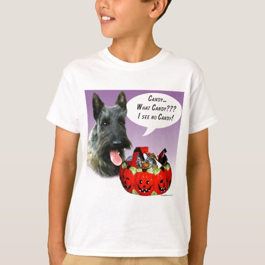 T-shirt Scottish Terrier Halloween Candy (Devant)