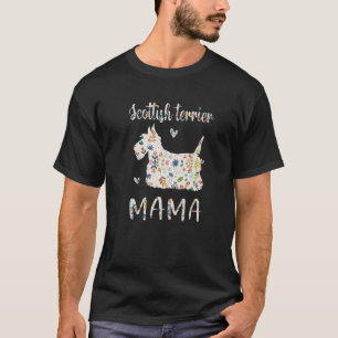 T-shirt Scottish Terrier Mama Floral Chien Maman Amour